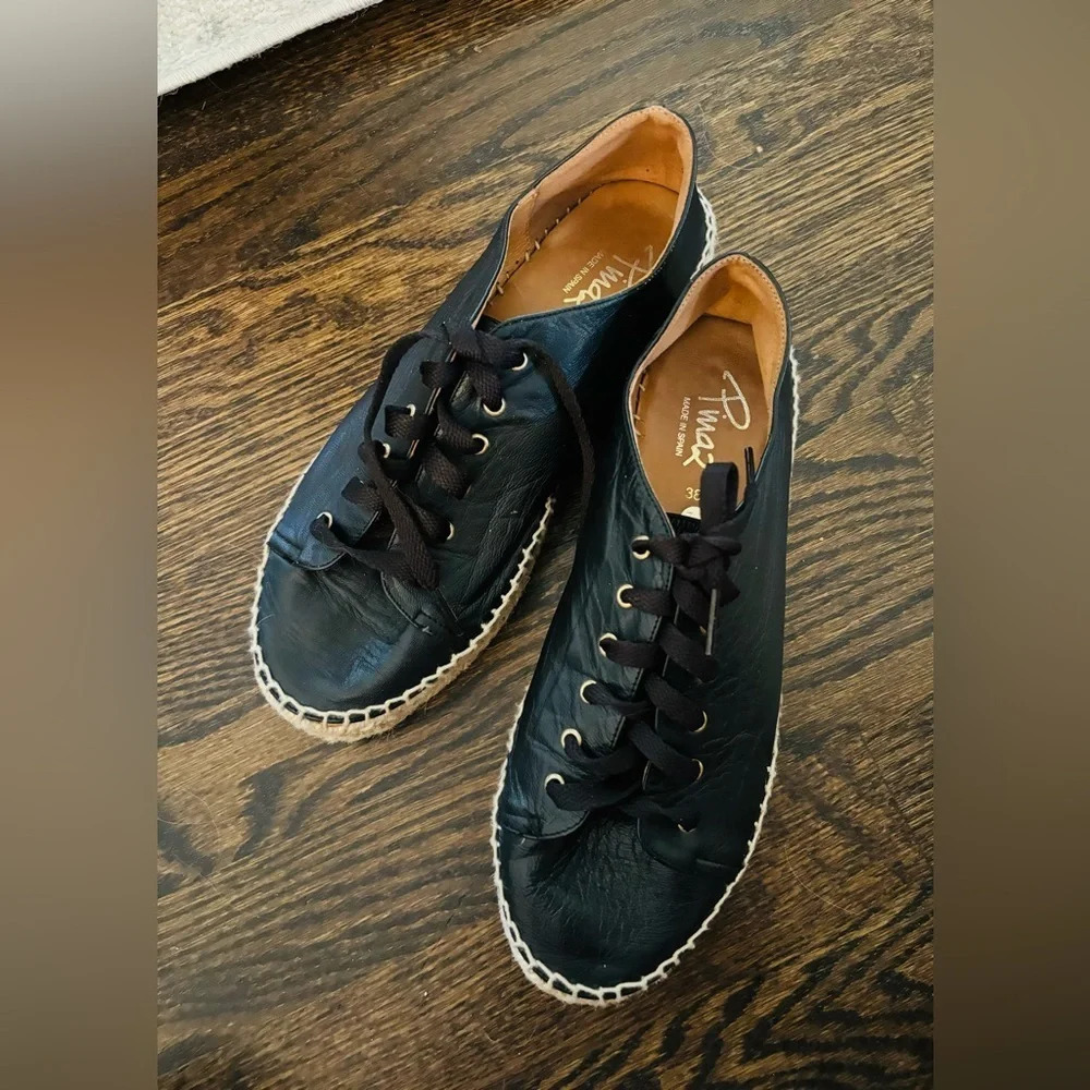 Pinaz Black Leather and rattan sneakers from Spain size 38